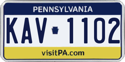 PA license plate KAV1102