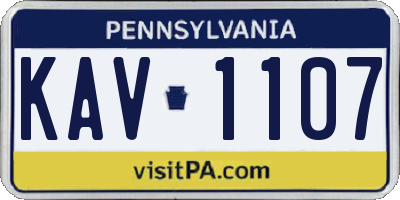 PA license plate KAV1107