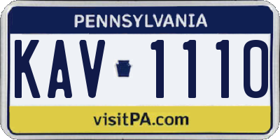 PA license plate KAV1110