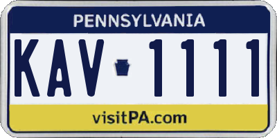 PA license plate KAV1111