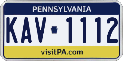 PA license plate KAV1112