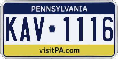 PA license plate KAV1116