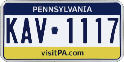 PA license plate KAV1117