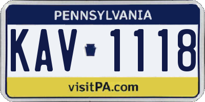 PA license plate KAV1118