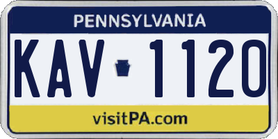 PA license plate KAV1120