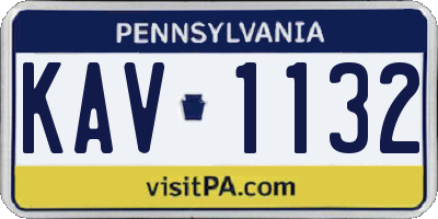 PA license plate KAV1132