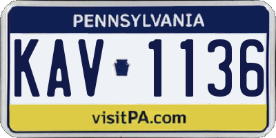 PA license plate KAV1136