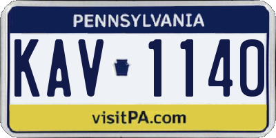 PA license plate KAV1140