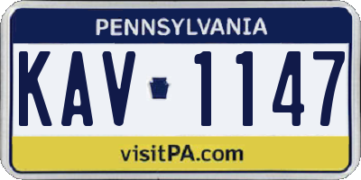 PA license plate KAV1147