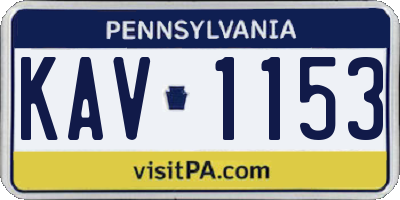PA license plate KAV1153