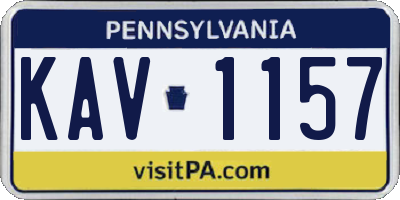 PA license plate KAV1157