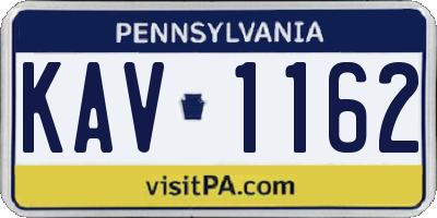 PA license plate KAV1162