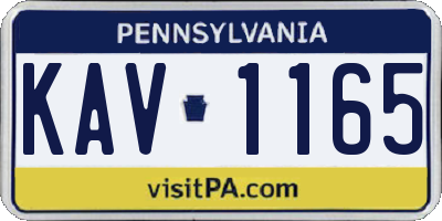 PA license plate KAV1165