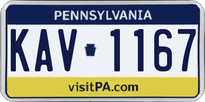 PA license plate KAV1167