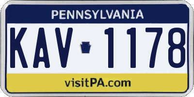 PA license plate KAV1178
