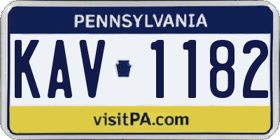 PA license plate KAV1182