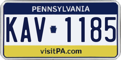 PA license plate KAV1185