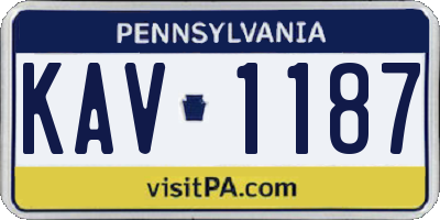 PA license plate KAV1187
