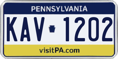 PA license plate KAV1202