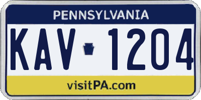 PA license plate KAV1204