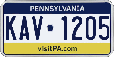 PA license plate KAV1205