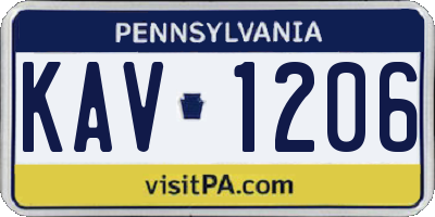 PA license plate KAV1206