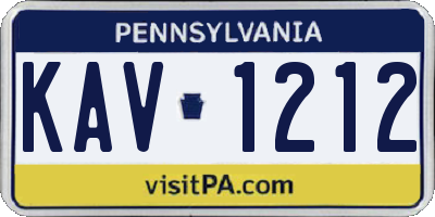PA license plate KAV1212