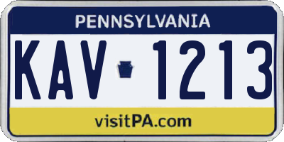 PA license plate KAV1213
