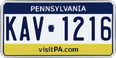 PA license plate KAV1216