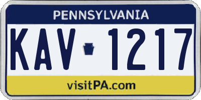 PA license plate KAV1217