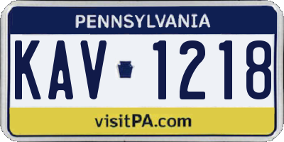 PA license plate KAV1218