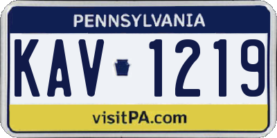 PA license plate KAV1219
