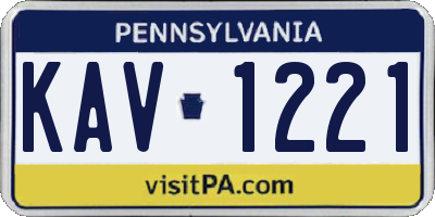PA license plate KAV1221