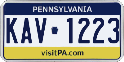 PA license plate KAV1223