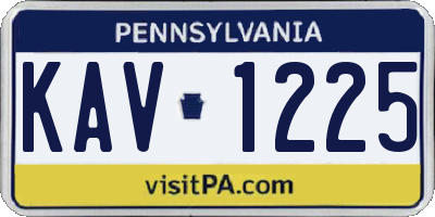 PA license plate KAV1225