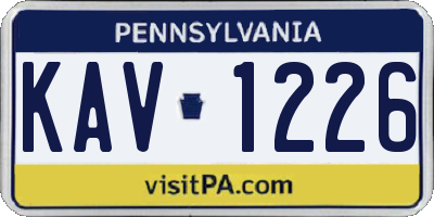PA license plate KAV1226
