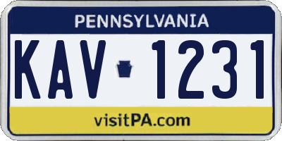 PA license plate KAV1231