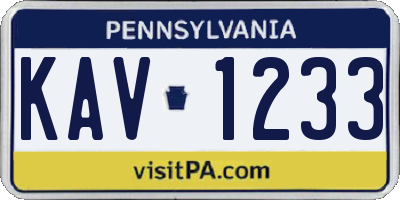 PA license plate KAV1233