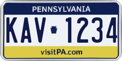 PA license plate KAV1234