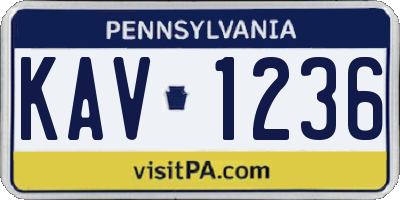 PA license plate KAV1236