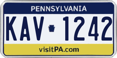 PA license plate KAV1242