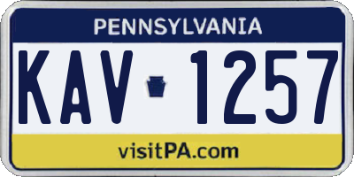 PA license plate KAV1257