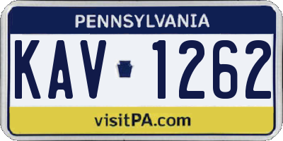 PA license plate KAV1262