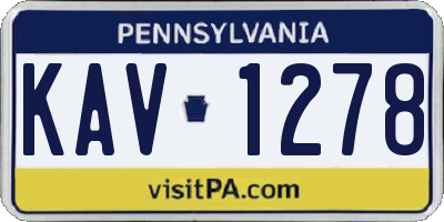 PA license plate KAV1278