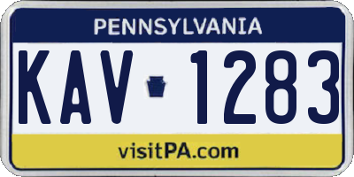 PA license plate KAV1283