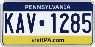 PA license plate KAV1285