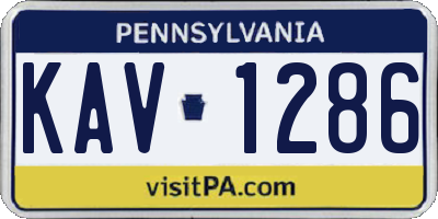 PA license plate KAV1286