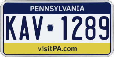 PA license plate KAV1289
