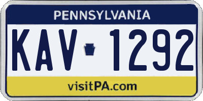 PA license plate KAV1292