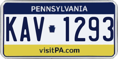 PA license plate KAV1293